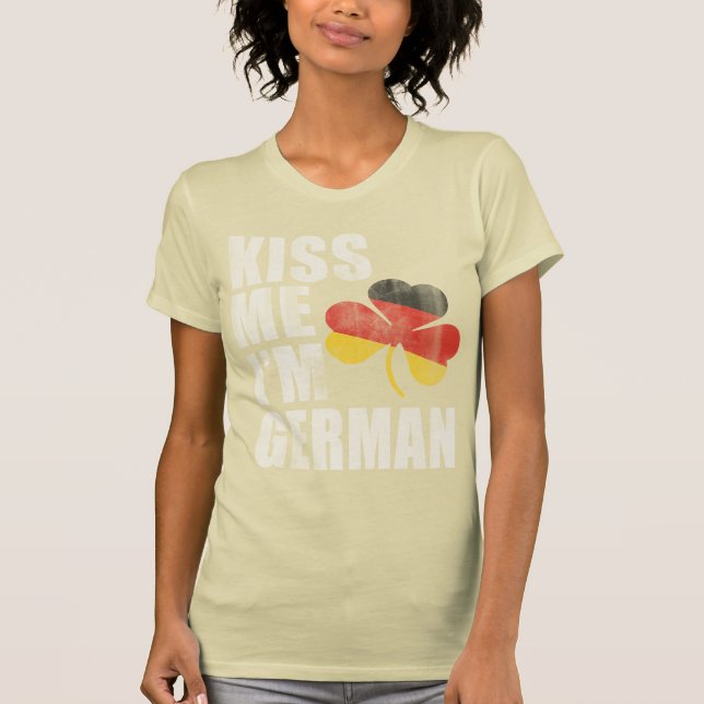Irish Kiss Me, jag är tysk St patrick's day Tee (Framsida)