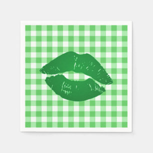 Irish Kiss on Grönt Gingham Roligt Party Pappersservett