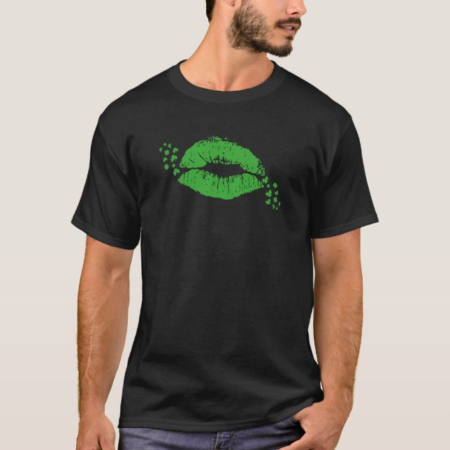 Irish Kisses Grönt Läppar Saint patrick's day Padd T Shirt (Framsida)