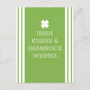 Irish Kisses och Shamrock Önskemål Helg Vykort