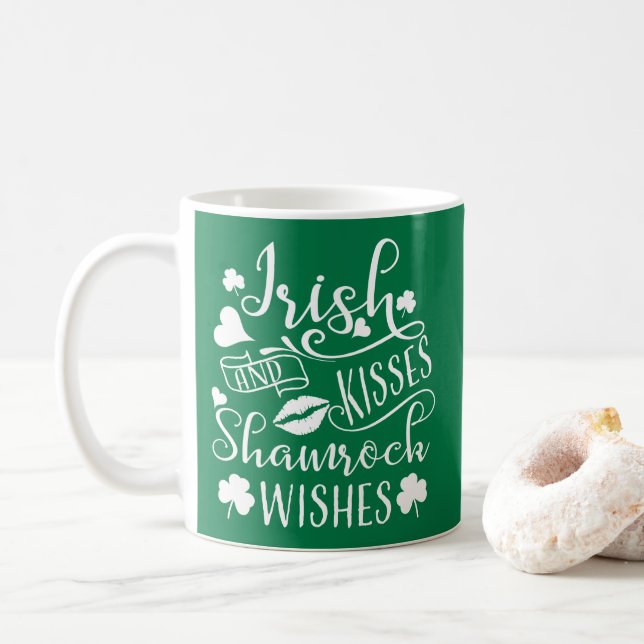 Irish Kisses och Shamrock Önskemål Kaffemugg (Med munk)