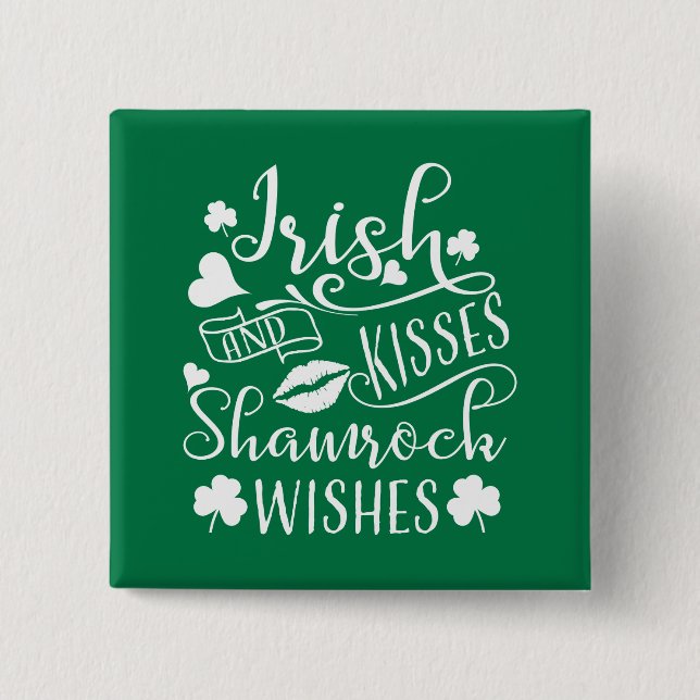Irish Kisses och Shamrock Önskemål Knapp (Framsida)