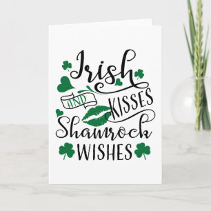 Irish Kisses och Shamrock Önskemål Kort
