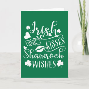 Irish Kisses och Shamrock Önskemål Kort