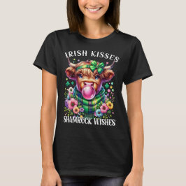 Irish Kisses Shamrock Önskemål Highland Cow Bubble T Shirt