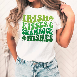 Irish Kisses & Shamrock Önskemål Retro St Pats Day T Shirt