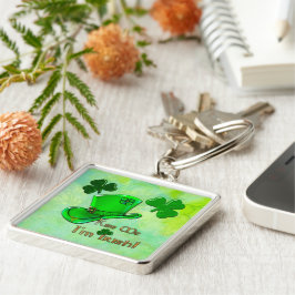 Irish Kisses St Patrick's Fyrkantig Silverfärgad Nyckelring