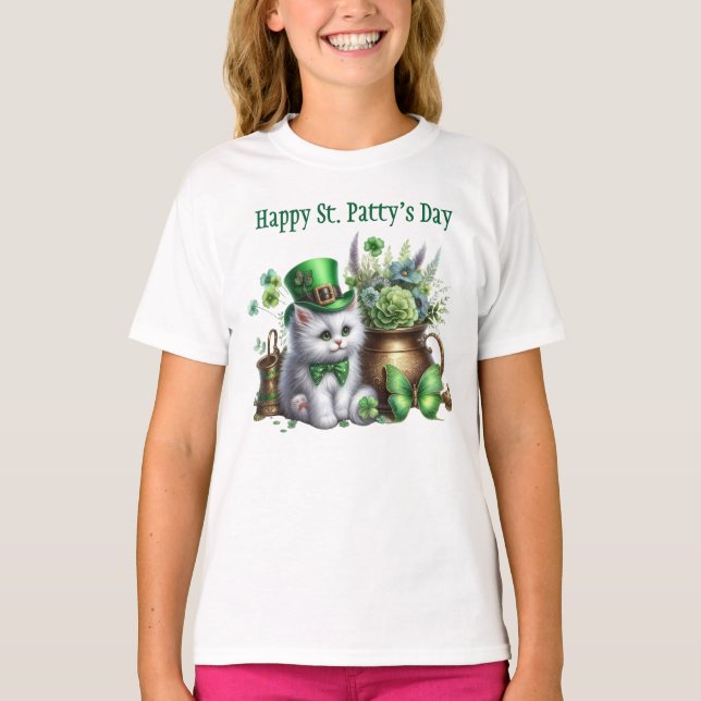Irish Kitten for St. Patrick's Day T Shirt (Framsida)