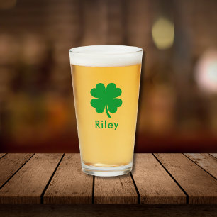 Irish Klöver Personlig Monogram Namn Beer Glaskopp