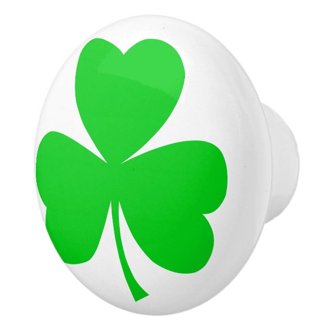 Irish Klöver Shamrock Grönt White Knopp (Höger)