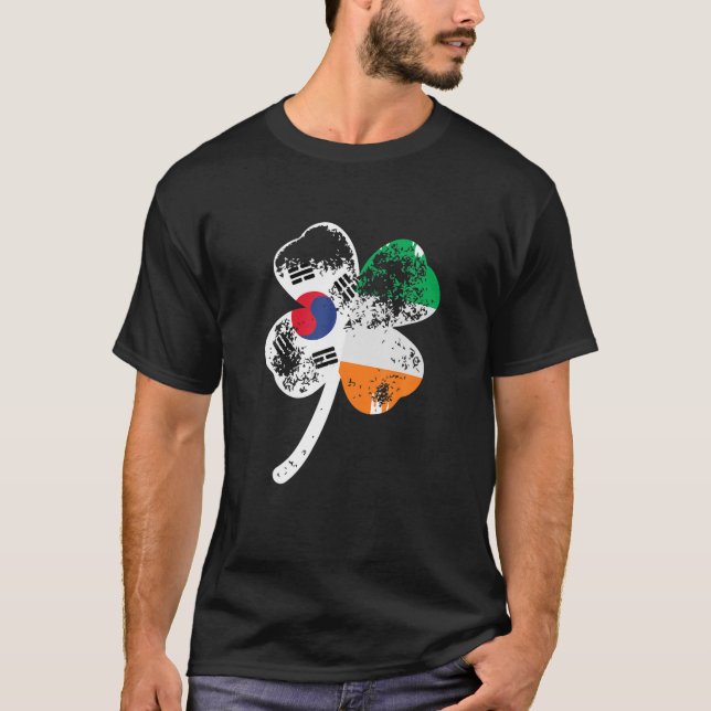 Irish Koreansk Shamrock St patricks day T Shirt (Framsida)