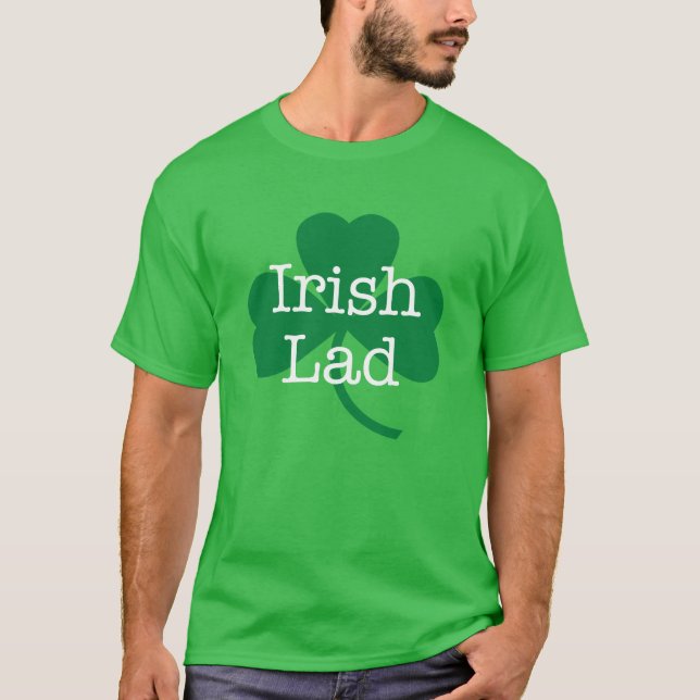 Irish Lad, Grönt Shamrock St. Paddy's Day T-shirt (Framsida)