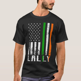 Irish LALLY Family American Flagga Ireland Flagga T Shirt