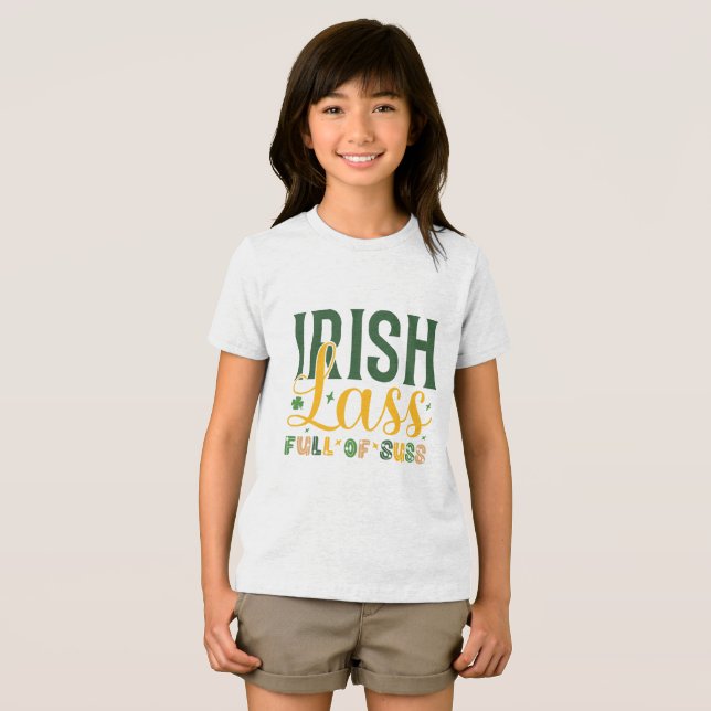 Irish Lass Fullt of Sass - Cute & Roligt St Patric T Shirt (Framsida Full)