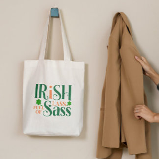 Irish Lass Fullt of Sass Funny St patrick's day Tygkasse