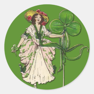 Irish Lassie med Shamrock Stickers Runt Klistermärke