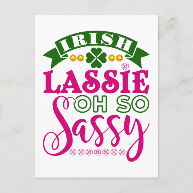 Irish Lassie Oh So Sassy St patrick's day Vykort (Framsida)