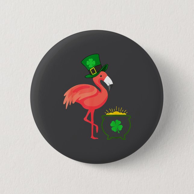 Irish Leprechaun Flamingo St Patricks Day  Knapp (Framsida)