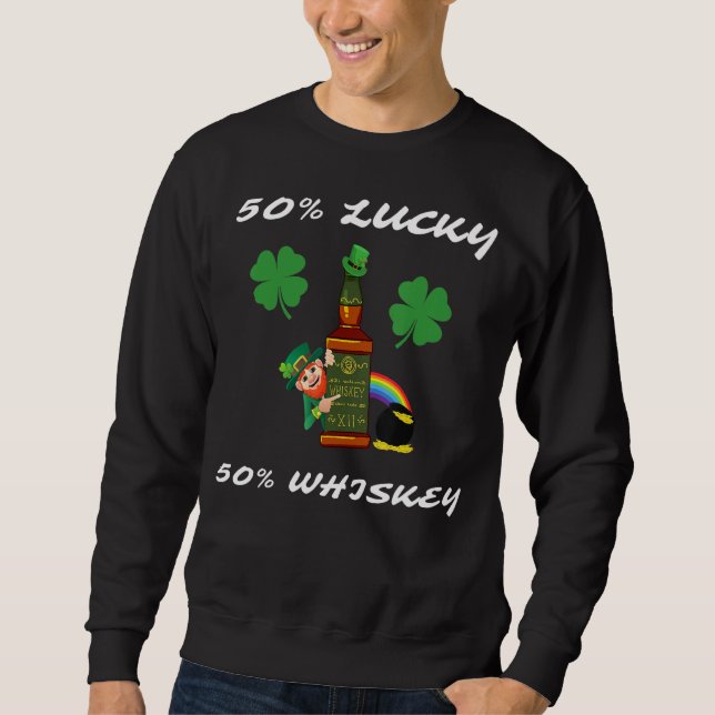 Irish Leprechaun Lucky Charm Whiskey Rainbow Pot O Lång Ärmad Tröja (Framsida)