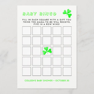 Irish Leprechaun Lucky Shamrock Baby Bingo Inbjudningar