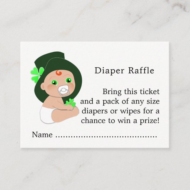 Irish Leprechaun Lucky Shamrock Diaper Raffle Tilläggskort (Framsida)