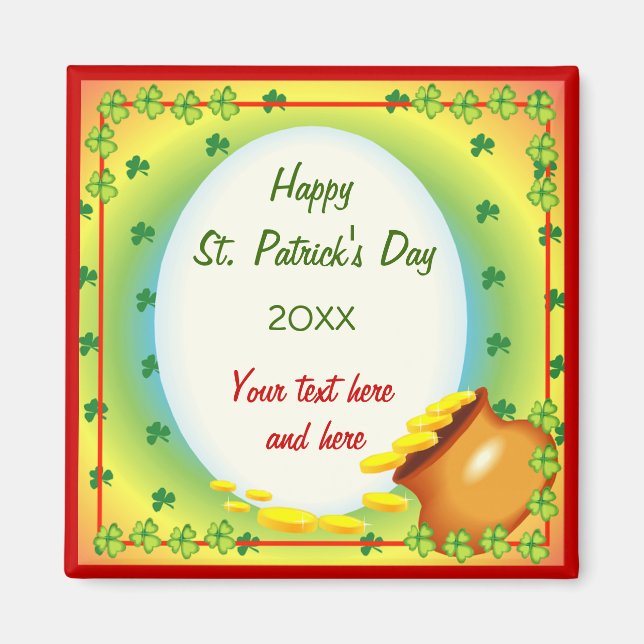 Irish Leprechaun Pot of Guld Magnet (Framsidan)