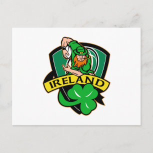 Irish leprechaun rugby player schrock ireland vykort