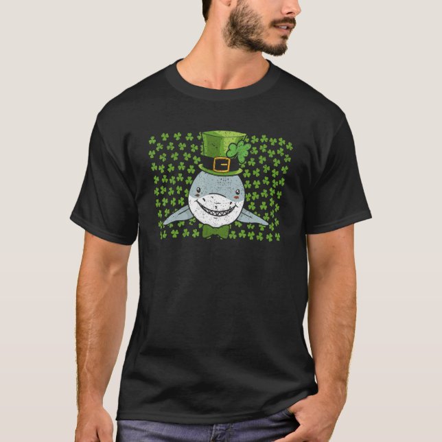 Irish Leprechaun Shark Shamrock St Patricks Day An T Shirt (Framsida)