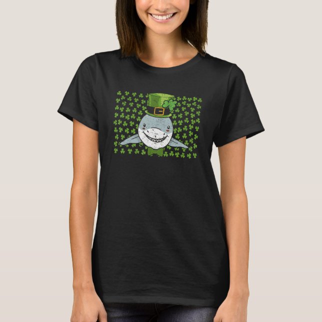 Irish Leprechaun Shark Shamrock St Patricks Day An T Shirt (Framsida)