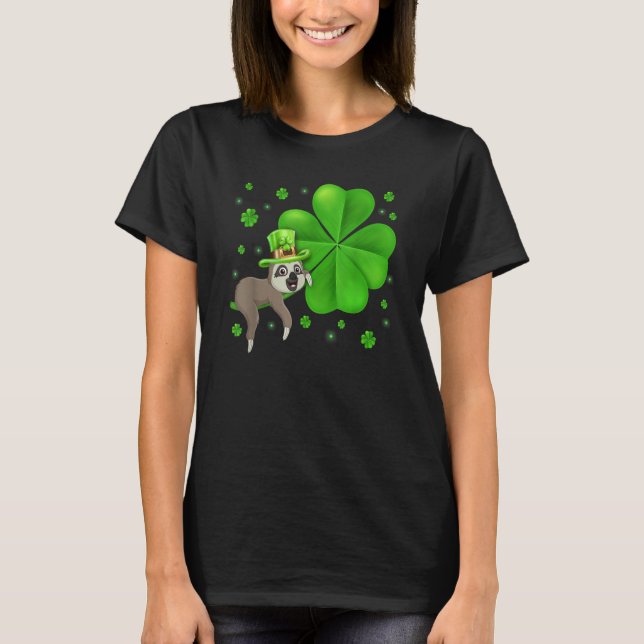 Irish Leprechaun Sloth Shamrock St Patricks Day An T Shirt (Framsida)