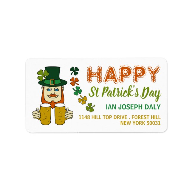 Irish Leprechaun, St patrick's day Adressetikett (Framsidan)