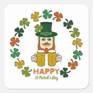 Irish Leprechaun, St patrick's day Fyrkantigt Klistermärke