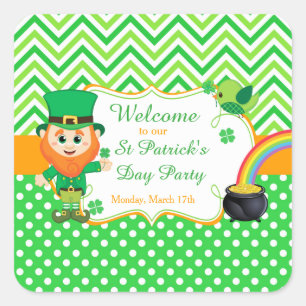 Irish Leprechaun St patrick's day Party Fyrkantigt Klistermärke