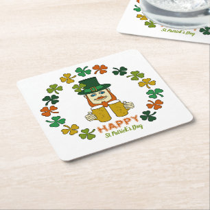 Irish Leprechaun, St patrick's day Underlägg Papper Kvadrat