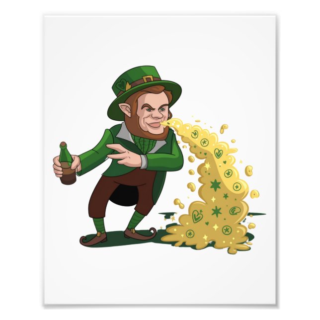 Irish Leprechaun Tossing Lucky Cookies Funny Fototryck (Framsidan)