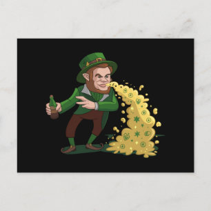 Irish Leprechaun Tossing Lucky Cookies Funny Vykort