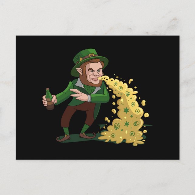 Irish Leprechaun Tossing Lucky Cookies Funny Vykort (Framsida)