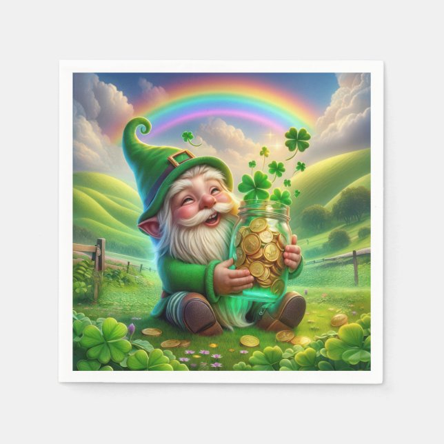 Irish Leprechaun with Guld Mynt Pappersservett (Framsidan)