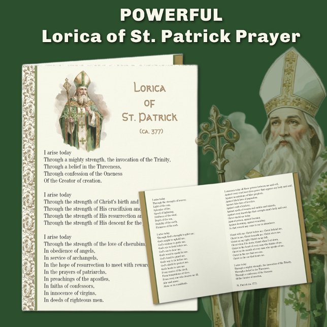 Irish Lorica of St. Patrick Prayer Card Kort (Powerful Lorica Breastplate prayer of St. Patrick )
