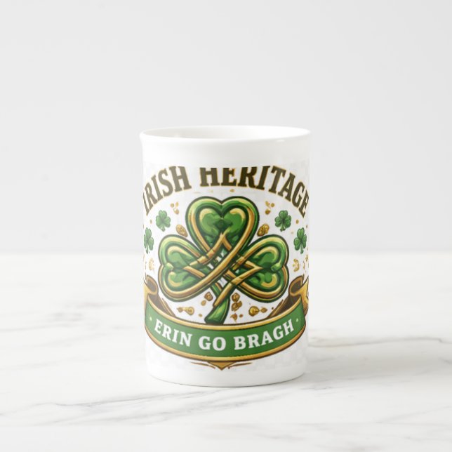 Irish Luck Clover Firande Design Benporslin Mugg (Framsidan)
