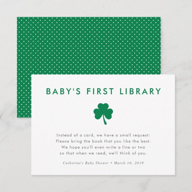 Irish Lucky Charm Bokar för Baby First Bibliotek Inbjudningar (Fram/baksida)