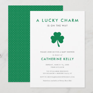 Irish Lucky Charm Vår Baby Shower Grönt Inbjudningar