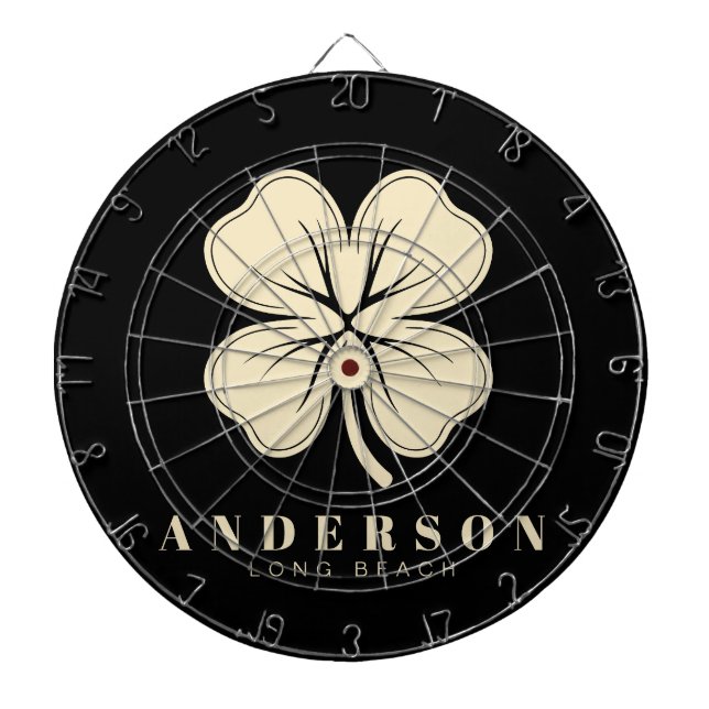 Irish Lucky Fyrklöver med Namn Black Darttavla (Framsidan)