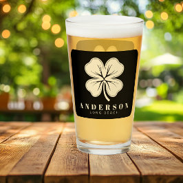 Irish Lucky Fyrklöver med Namn Black Pint Glaskopp