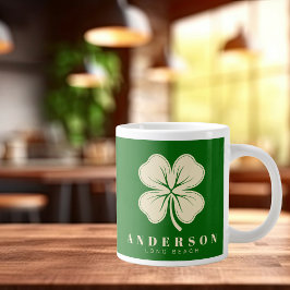 Irish Lucky Fyrklöver med Namn Grönt Jumbo Mugg