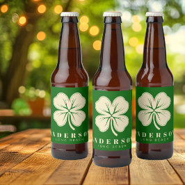 Irish Lucky Fyrklöver med Namn Grönt Ölflaska Etikett