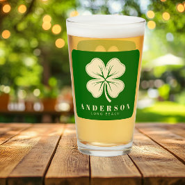 Irish Lucky Fyrklöver med Namn Grönt Pint Glaskopp