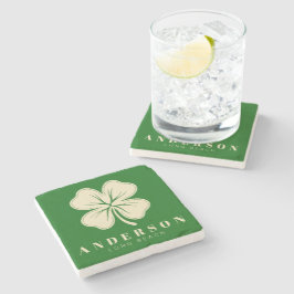 Irish Lucky Fyrklöver med Namn Grönt Stenunderlägg
