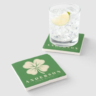 Irish Lucky Fyrklöver med Namn Grönt Stenunderlägg