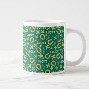 Irish LUCKY grönt mönster Jumbo Mugg